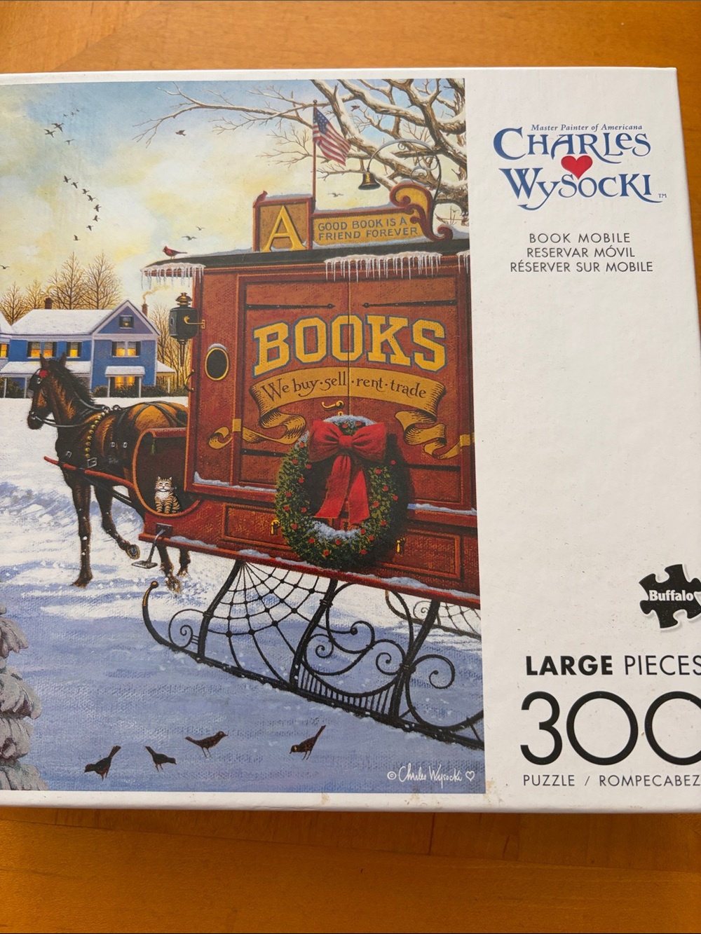 Charles Wysocki Red Holiday Bookmobile Puzzle - 300 Large Pieces